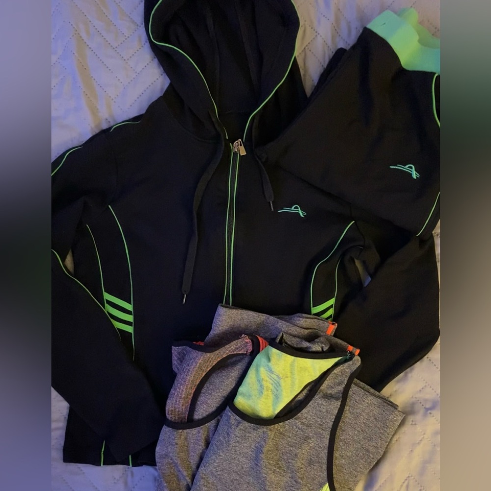 Athletic Sweater, Pants, and 2 Tops•size Medium & One Size
